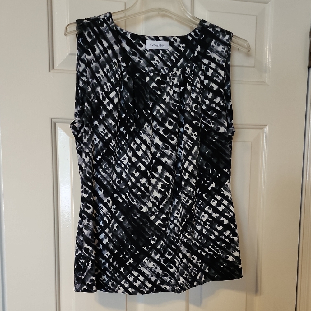 Calvin Klein Black and White Abstract Tank Top